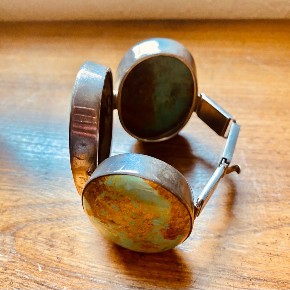 Xtra Large Genuine Turquoise Sterling Bracelet - Picture 8 of 8
